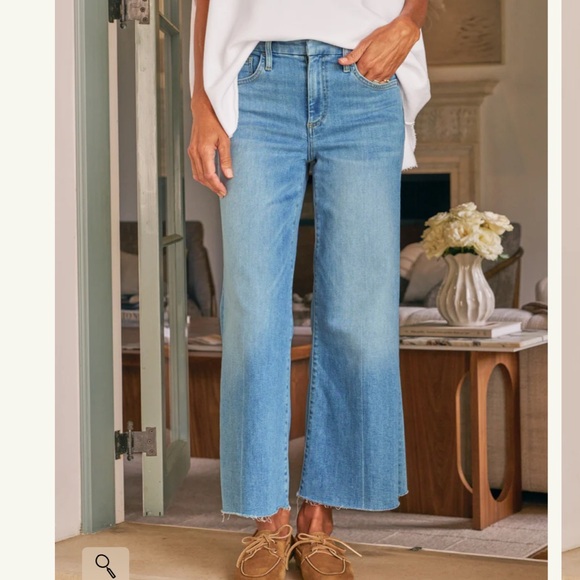 Frank & Eileen Galway Faded Light Blue Wide-Leg Cropped Jeans size 31 - Picture 10 of 11